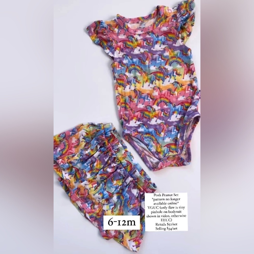 Posh Peanut Rainbow Unicorn Kids Matching Set‎